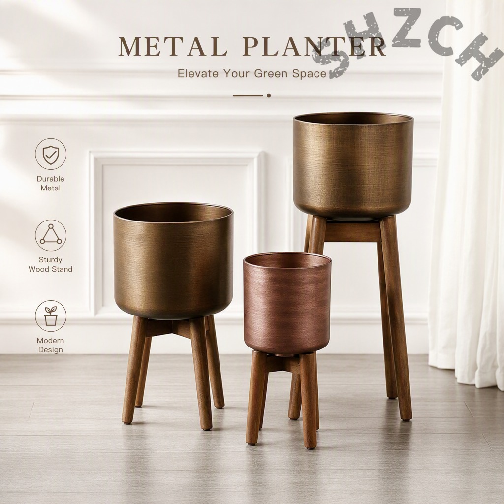 Home Office Industrial Style - Suporte de Plantas Moderno em Madeira
