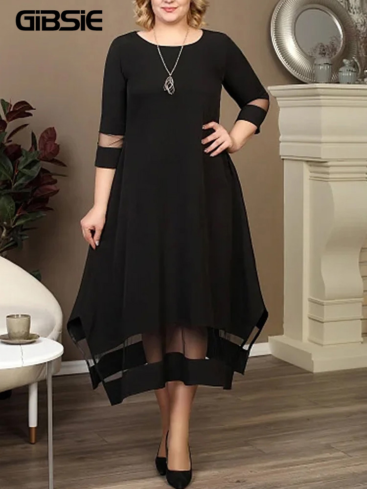 Home Office Makeover - GIBSIE-Vestido longo feminino de malha contrastante