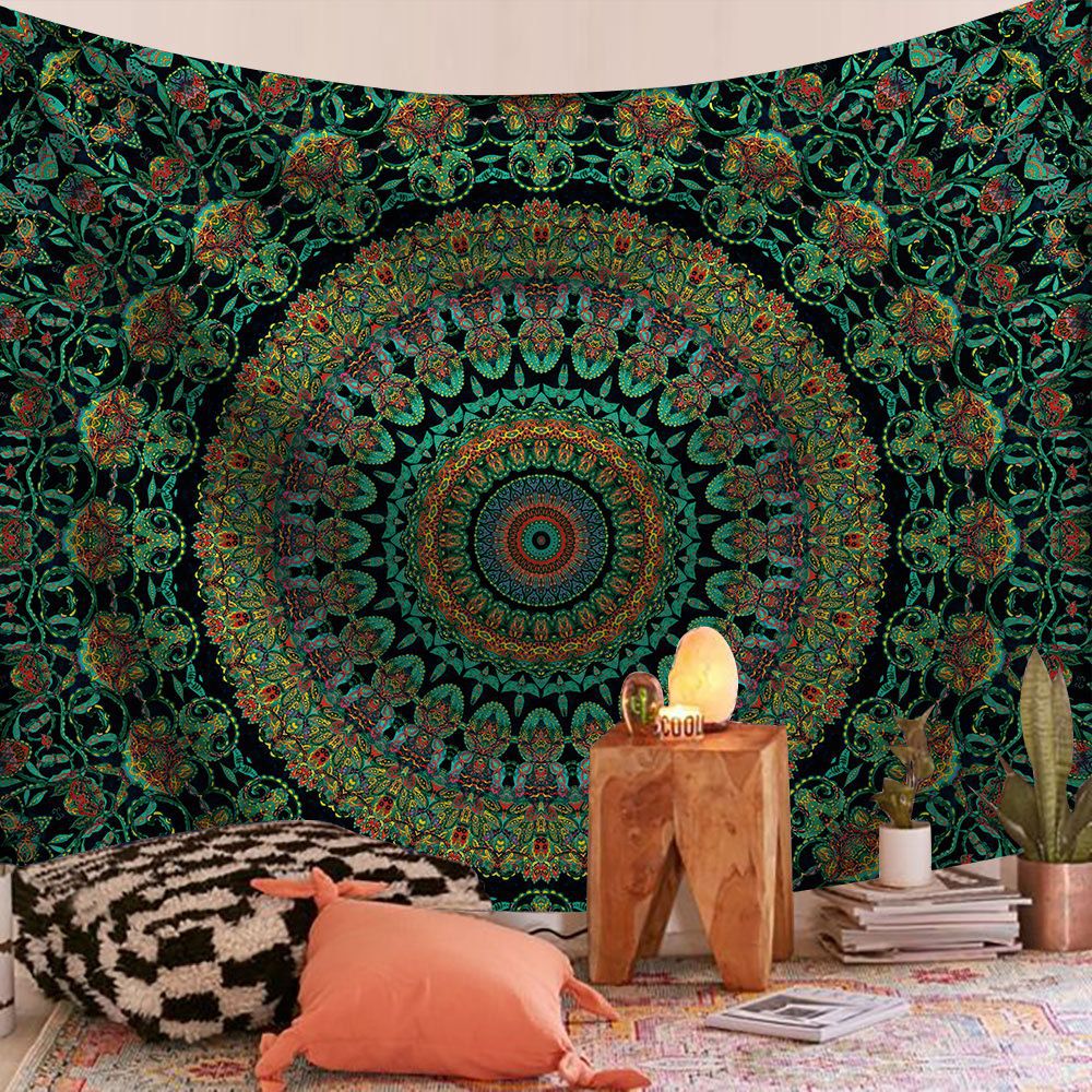 Home Office Yoga Room - Tapeçaria Indiana Mandala para Pendurar na