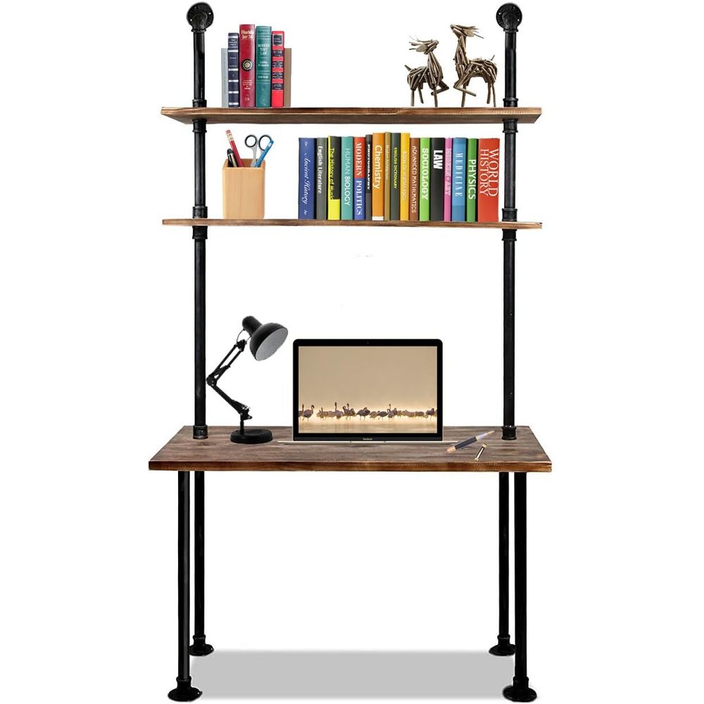 Home Office Industrial Style - Mesa para Laptop de Madeira Sólida