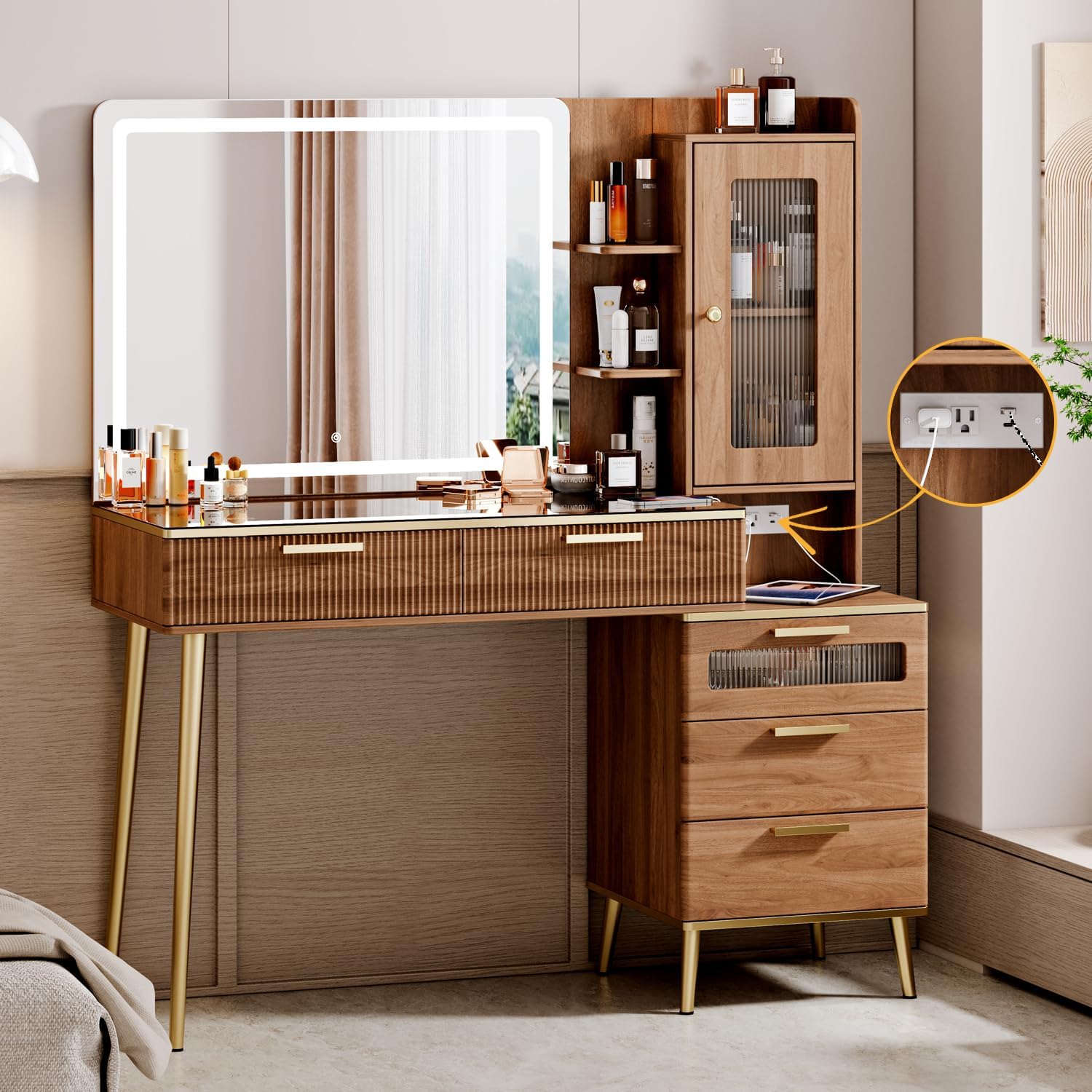 Desk Charging Station - Mesa de Maquiagem para Quarto em