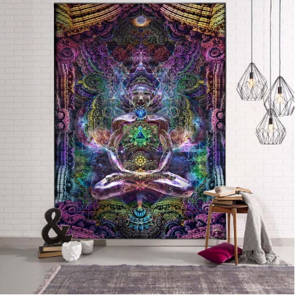 Home Office Yoga Room - Tapeçaria de Parede Chakra Arte Psicodélica