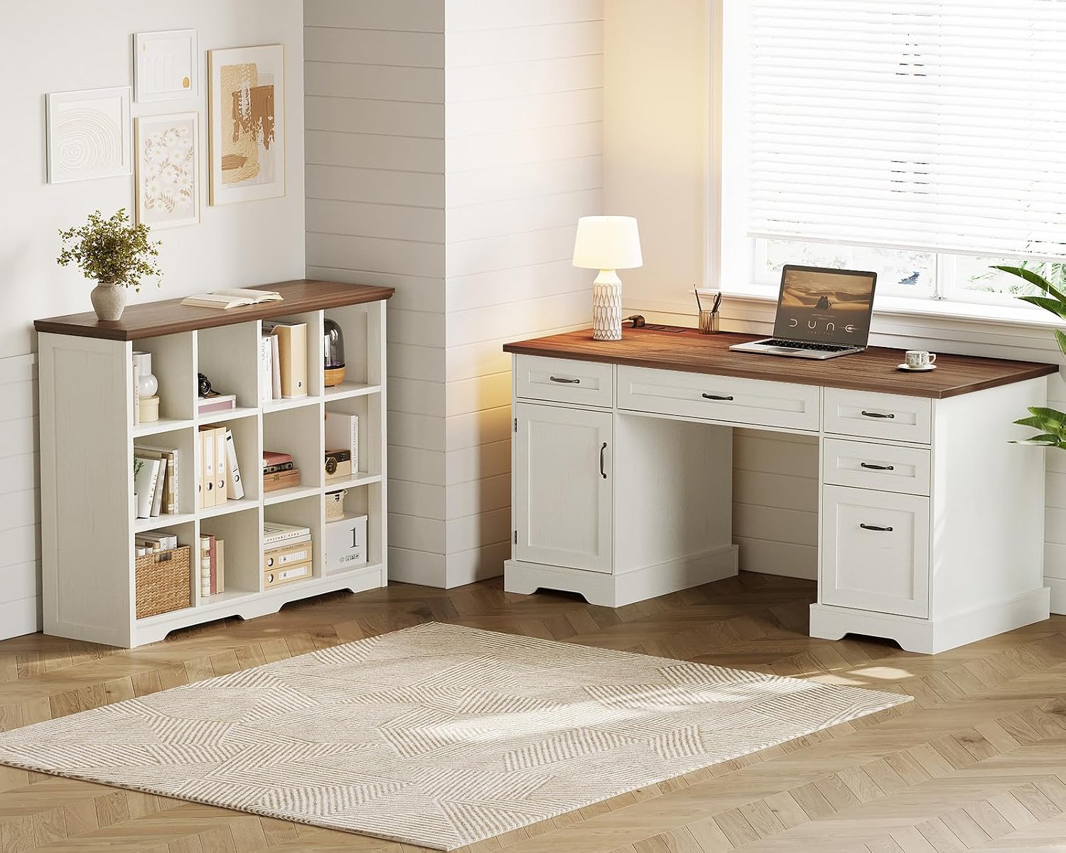 Mesa executiva Farmhouse de 59 - Desk Charging Station avaliação e preço