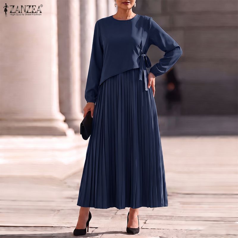 Vestido Longo Plissado Feminin - Home Office Makeover avaliação e preço