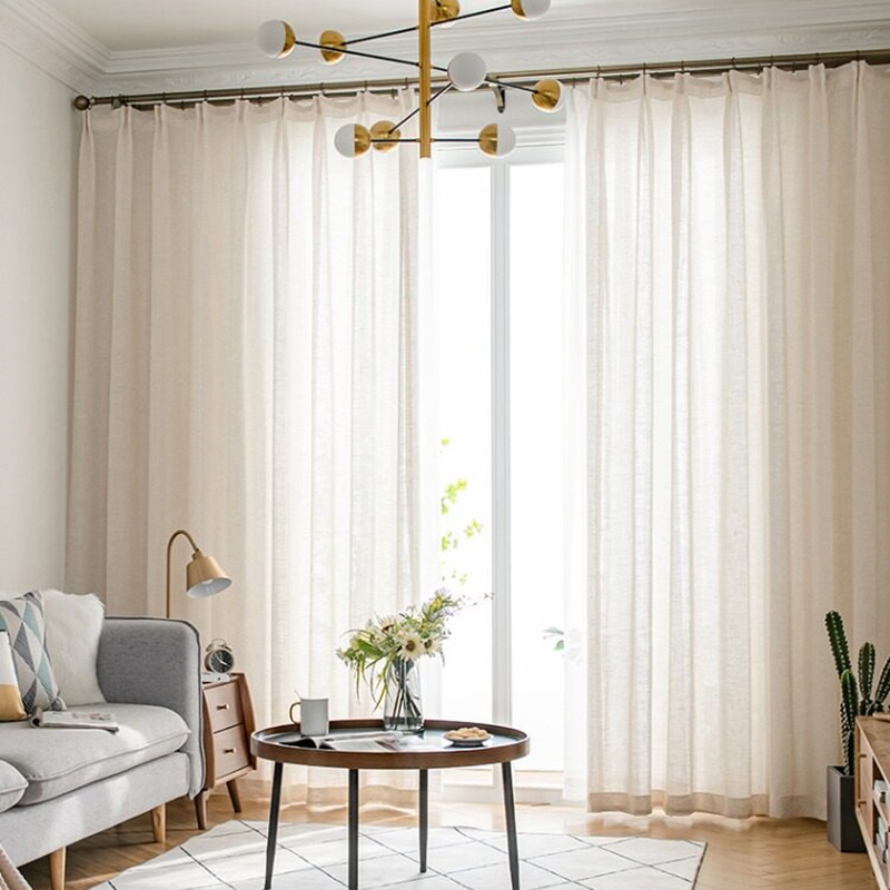 Cortinas de algodão e linho be - Home Office Yoga Room avaliação e preço