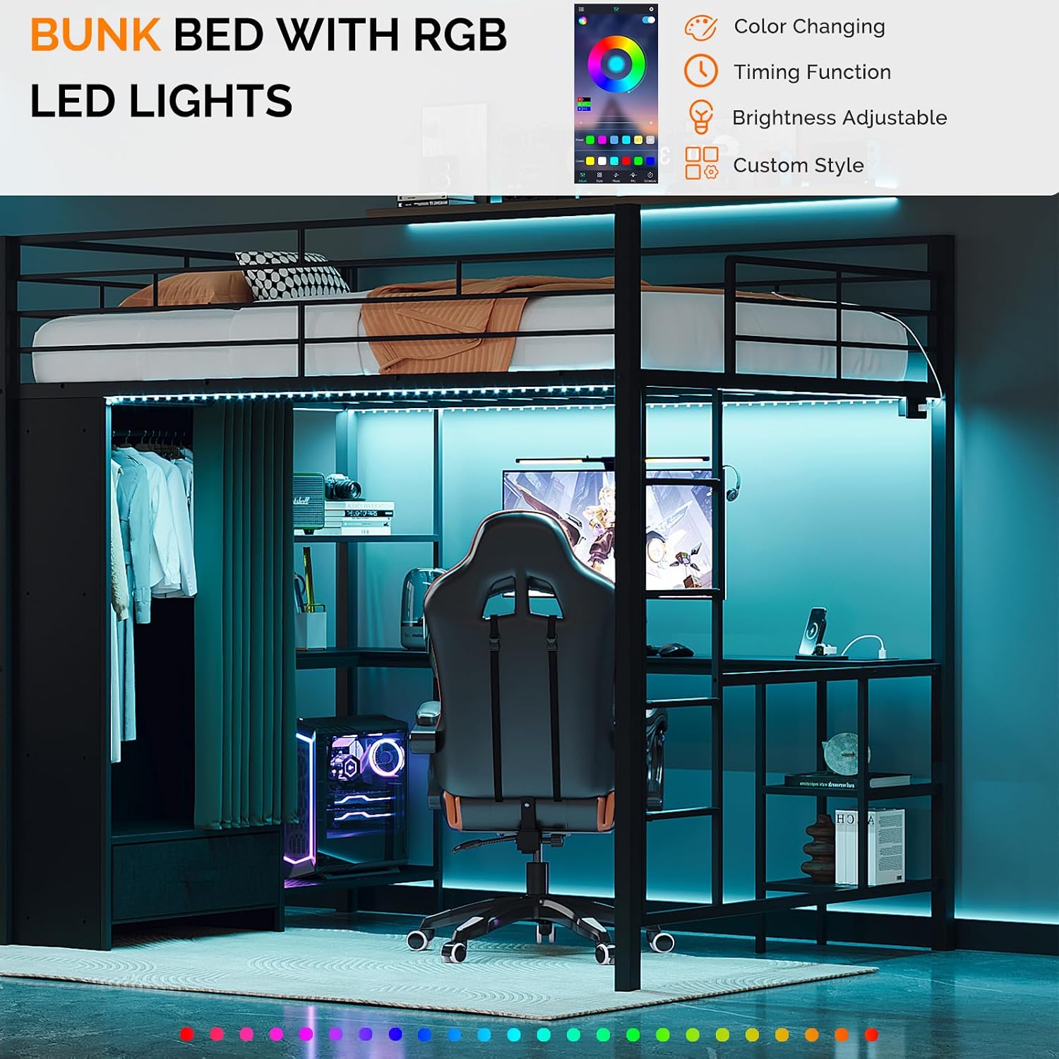Cama Loft Queen com Guarda-Rou - Desk Charging Station avaliação e preço
