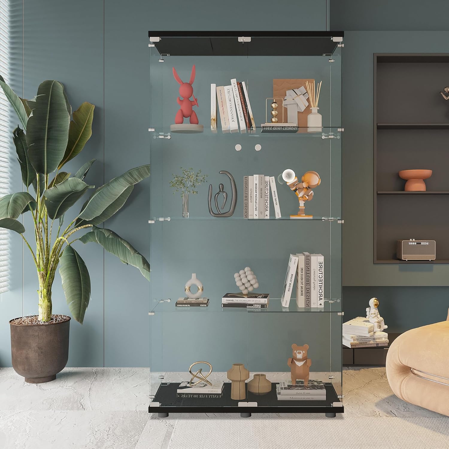 Armário de Vidro com 4 Pratele - Home Office Living Room avaliação e preço