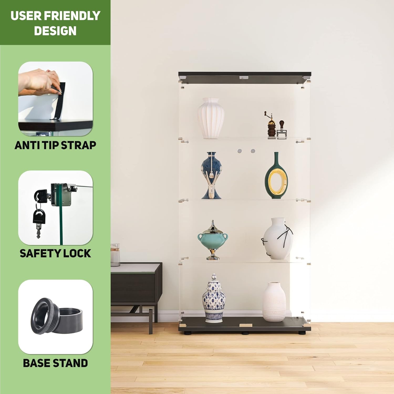 Armário de Vidro com 4 Pratele - Home Office Living Room avaliação e preço